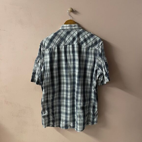 INC International Concepts Men’s Cream & Blue Plaid Button Down Shirt Sz L EUC - Picture 10 of 12